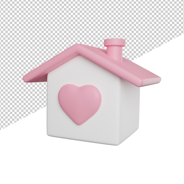 PSD sweet home happy seitenansicht 3d-rendering icon illustration auf transparentem hintergrund