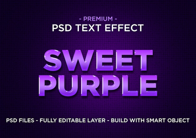 PSD sweet purple premium photoshop psd styles efecto de texto