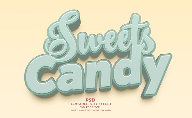 Sweets PSD 3D Efecto de texto editable