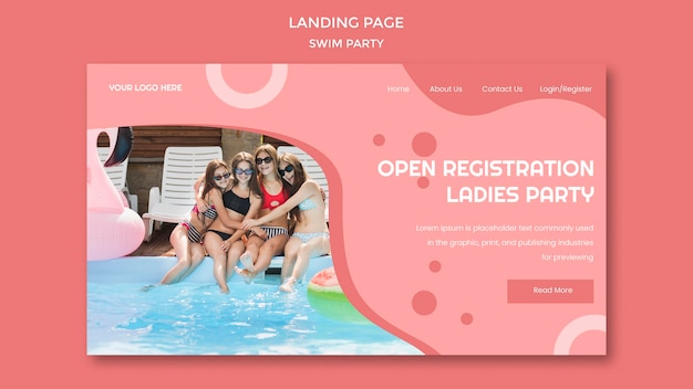 Swim party landing page vorlage