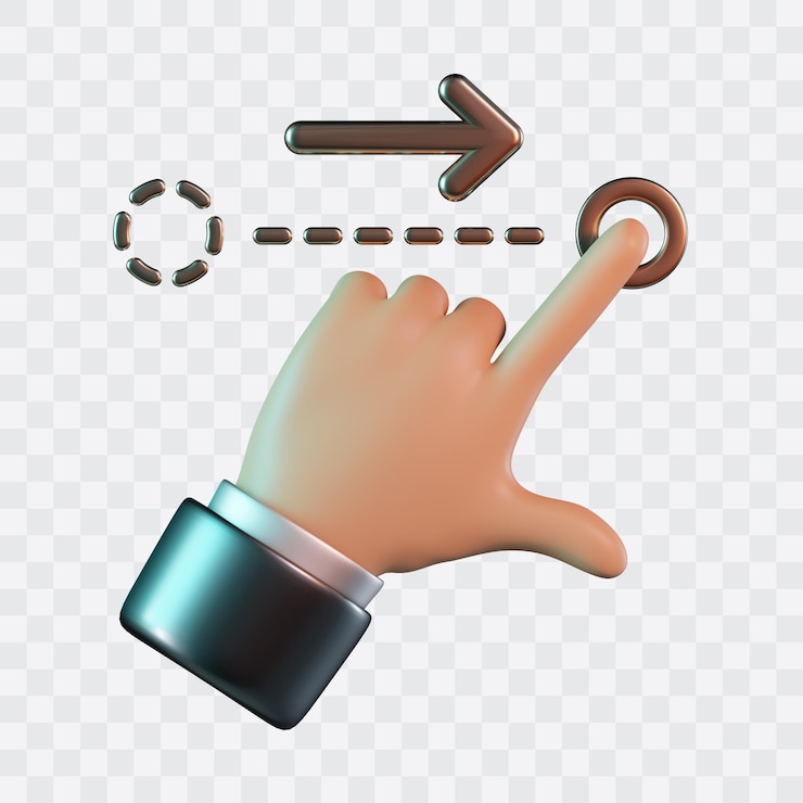 PSD swipe right gesture 3d icon