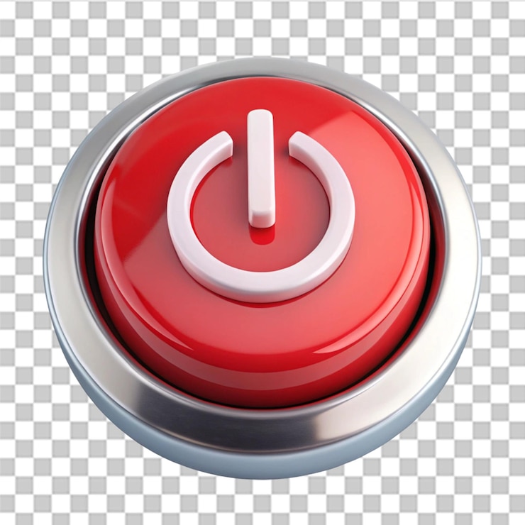PSD switch off button isolated on transparent background