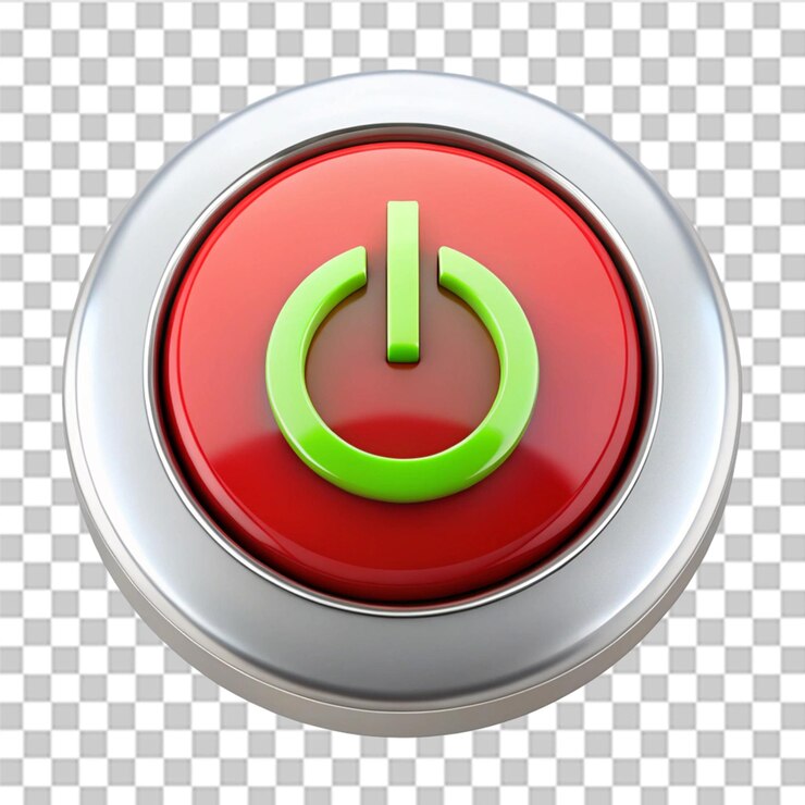 PSD switch off button isolated on transparent background