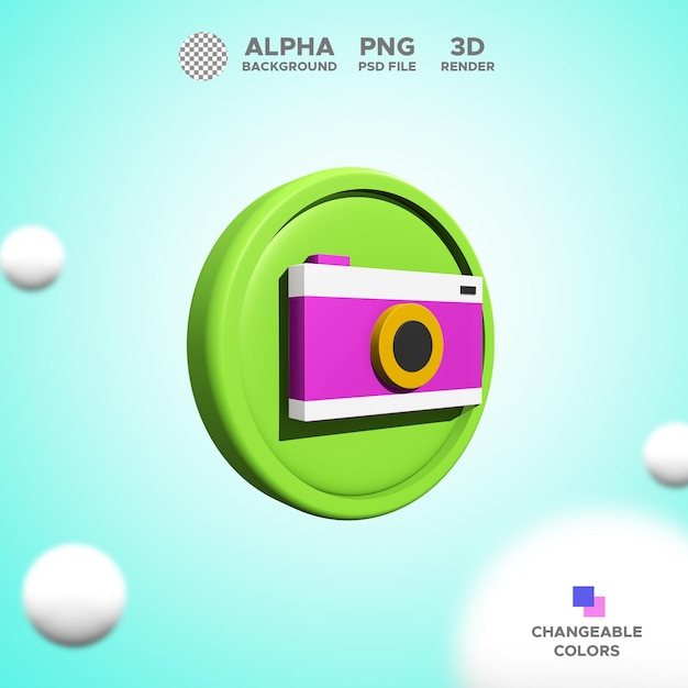 Symbol 3D-Renderkamera für Designillustration isolierte Objektprämie