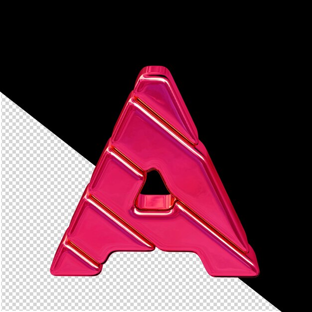 Symbol aus diagonalen rosa 3d-blöcken, buchstabe a