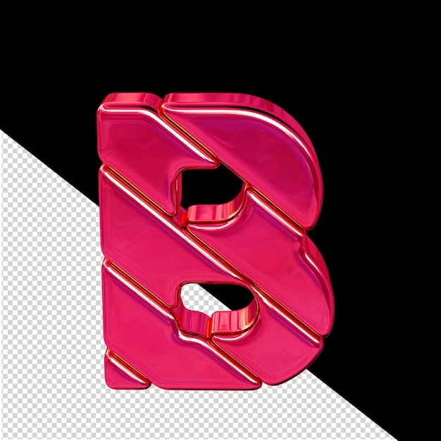 Symbol aus diagonalen rosa 3d-blöcken, buchstabe b