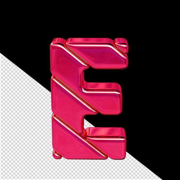 Symbol aus diagonalen rosa 3d-blöcken, buchstabe e