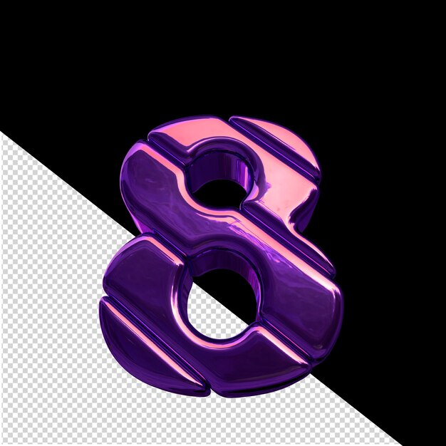 Symbol aus dunkelvioleten diagonalen Blöcken Nummer 8