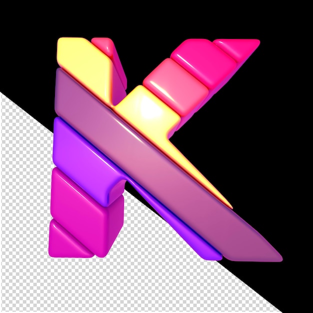 Symbol aus farbigen diagonalen Blöcken, Buchstabe k