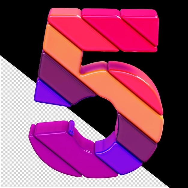 PSD symbol aus farbigen diagonalen blöcken nummer 5