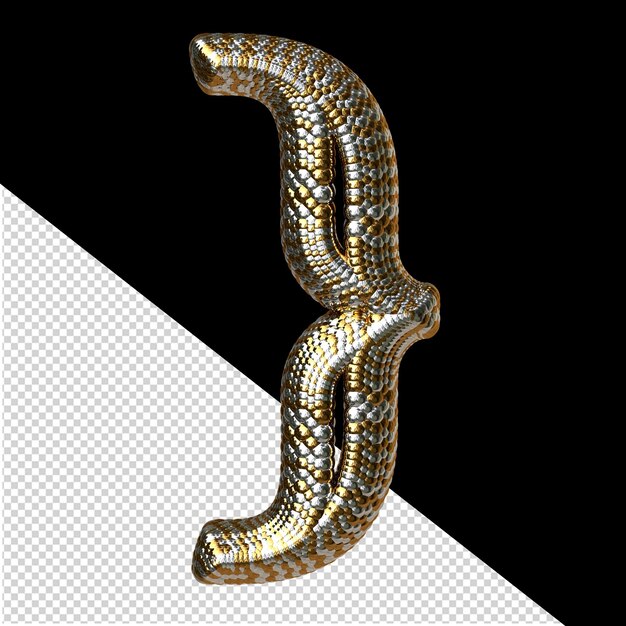 PSD symbol aus gold und silber wie die schuppen einer schlange