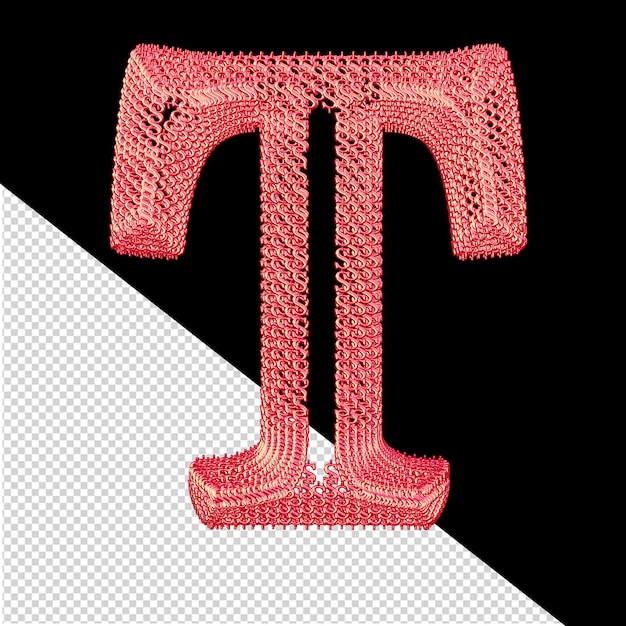 PSD symbol aus rosa 3d-dollarzeichen, buchstabe t