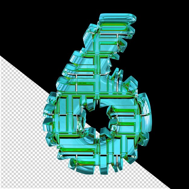 Symbol aus transformiertem türkis nummer 6