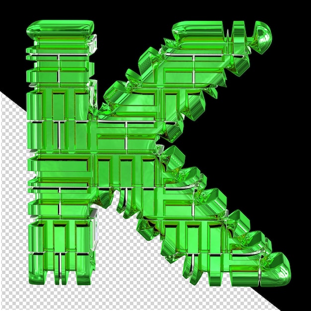 Symbol aus umgewandeltem grünen buchstaben k
