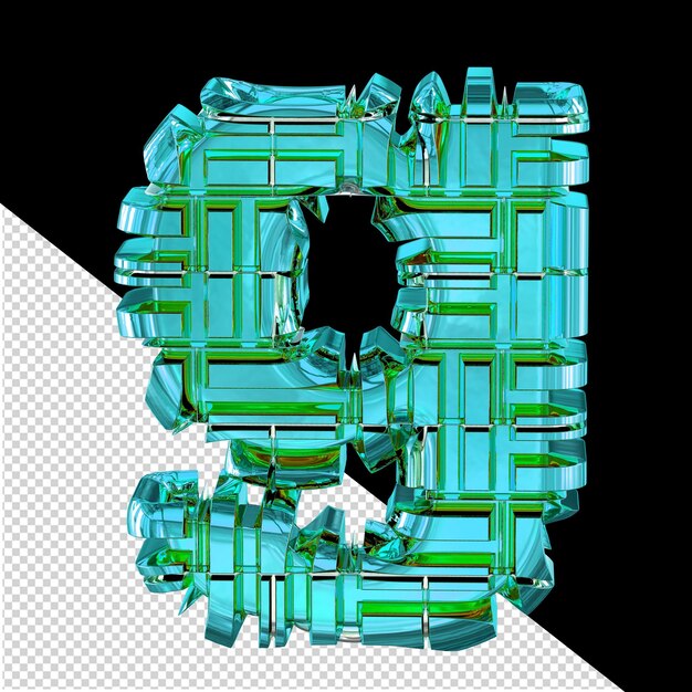 PSD symbol aus umgewandeltem türkisfarbenem buchstaben g