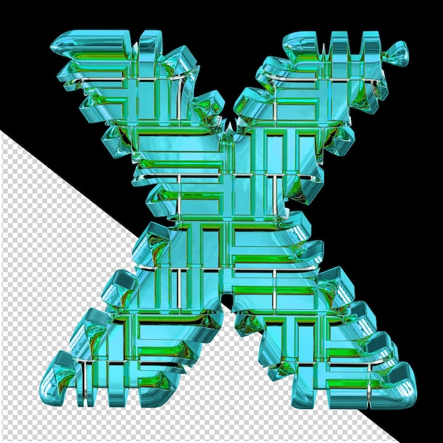 PSD symbol aus umgewandeltem türkisfarbenem buchstaben x