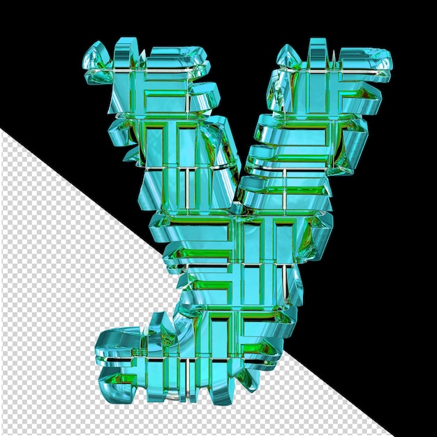 Symbol aus umgewandeltem türkisfarbenem buchstaben y