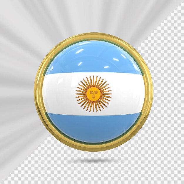 Symbol der argentinischen flagge mit goldenem 3d-rendering