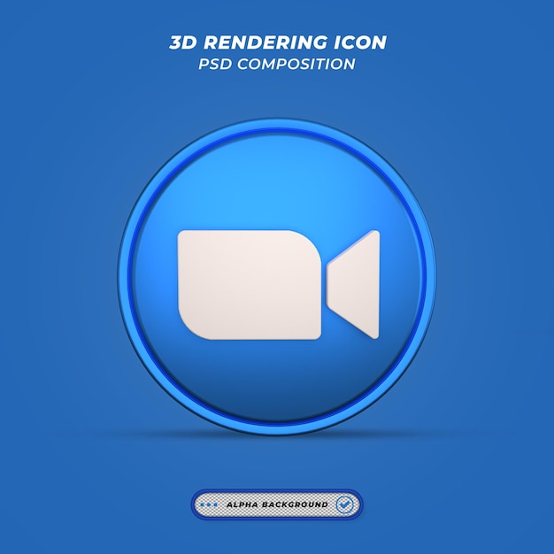 Symbol der Social Media-Zoom-App in 3D-Rendering