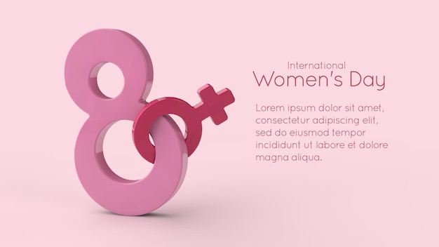 Symbol des Internationalen Frauentags in der 3D-Darstellung