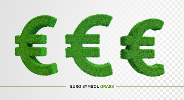 PSD symbol euro im gras 3d realistisch rendern