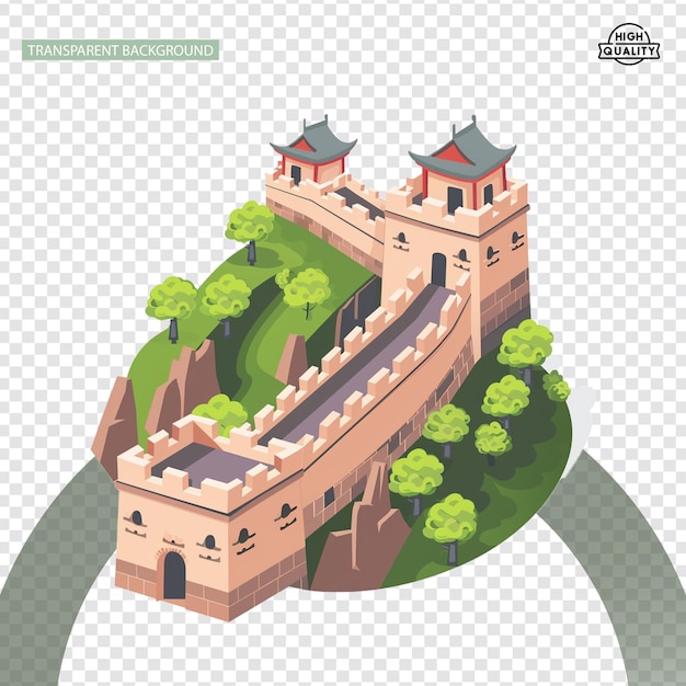 Symbol für die Große chinesische Mauer Einfaches farbiges flaches Ikon für die große chinesische Mauern auf einem isolierten weißen Hintergrund