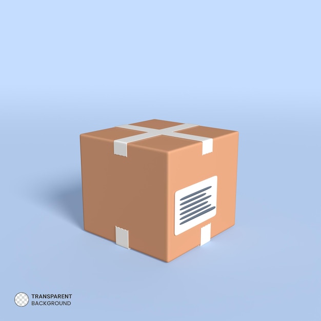 Symbol für die Lieferung von Papierpaketen isolierte 3D-Rendering-Illustration