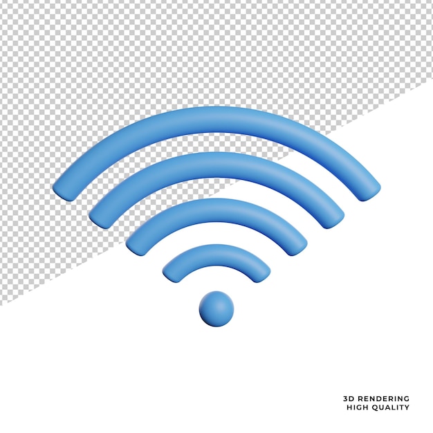 Symbol für die vorderansicht des internet-signalnetzwerks 3d-darstellung auf transparentem hintergrund