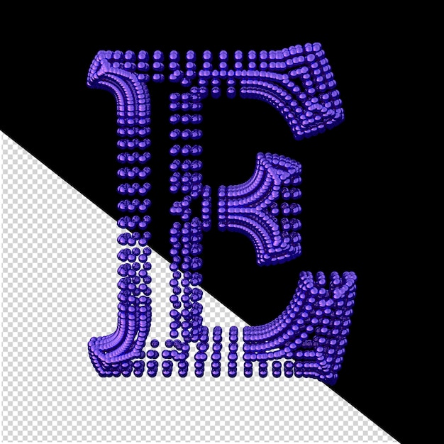 Symbol für kleine dunkelviolette 3D-Kugeln, Buchstabe e