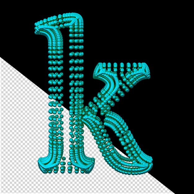 PSD symbol für kleine türkisfarbene 3d-kugeln, buchstabe k