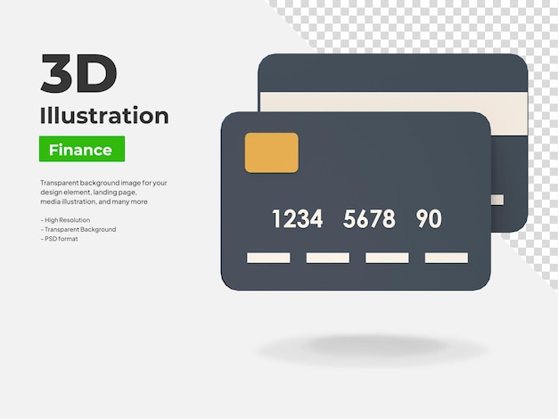 Symbol für Kreditkarten- und Geldfinanzierung, 3D-Illustration