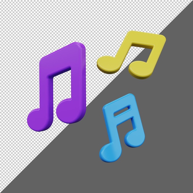 Symbol für Musiknoten 3D-Rendering Premium PSD