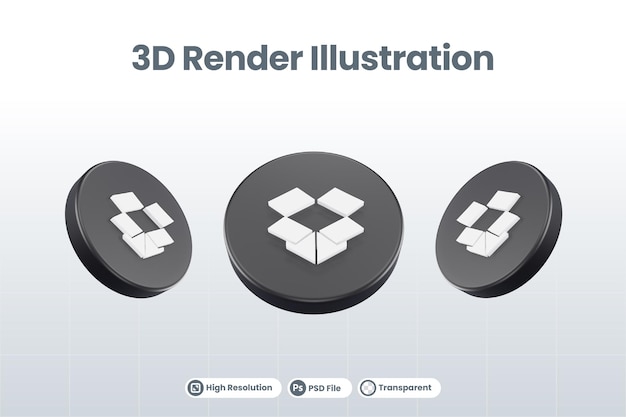 Symbol für soziale medien dropbox-logo isoliert 3d-rendering