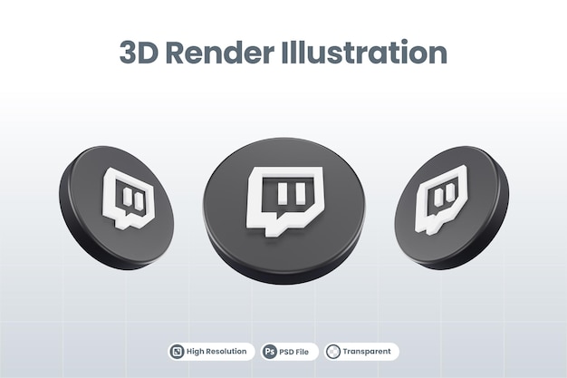 Symbol für soziale Medien Twitch-Logo isoliert 3D-Rendering