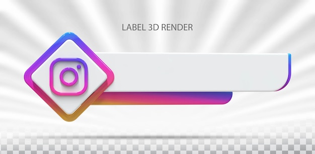 PSD symbol instagram mit label 3d-rendering