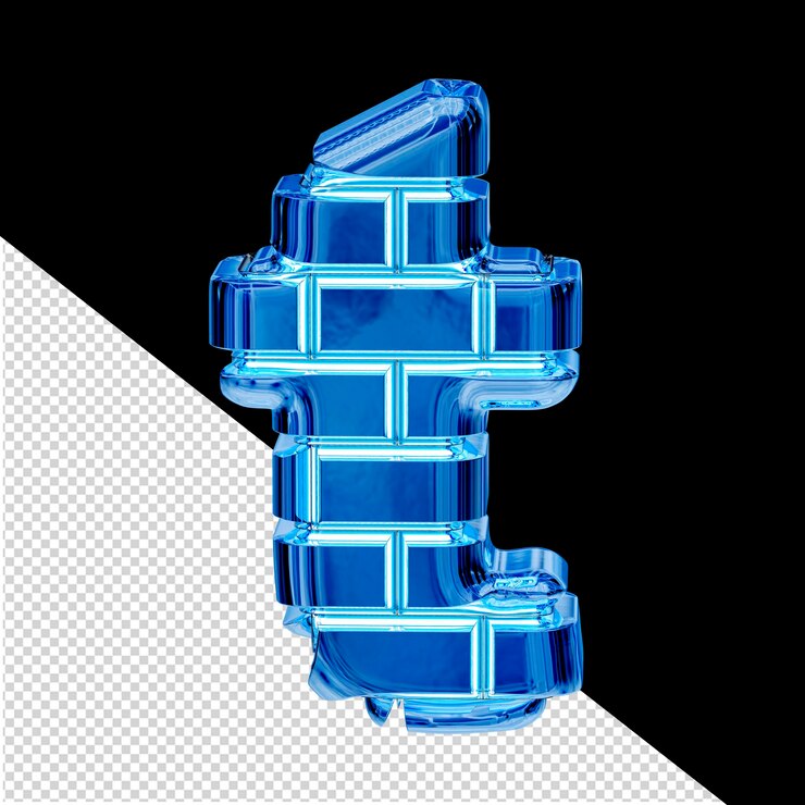 PSD symbol made of blue ice bricks letter t