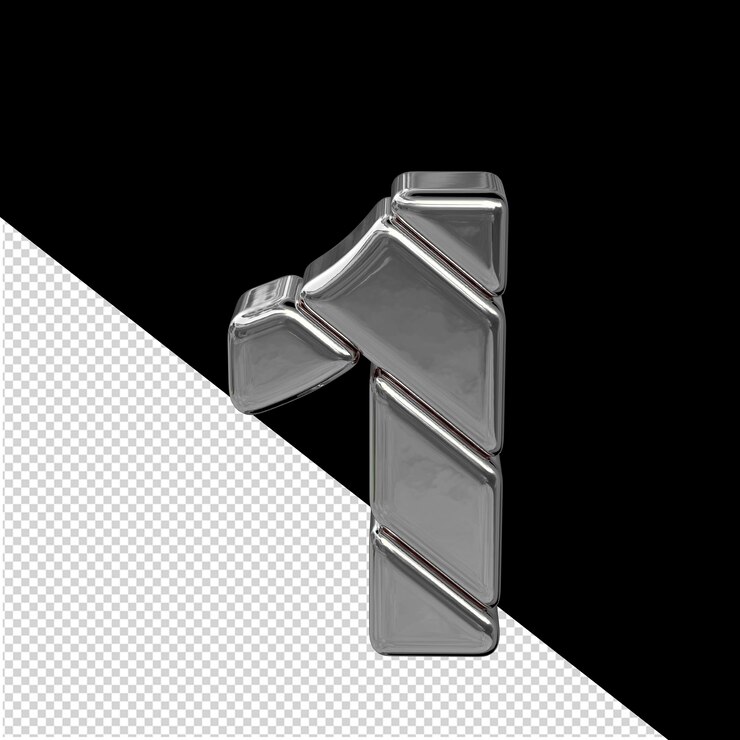 PSD symbol made of diagonal silver 3d blocks number 1