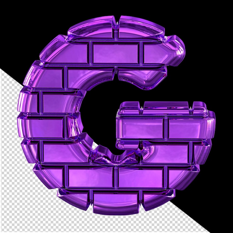 PSD symbol made of purple bricks letter g