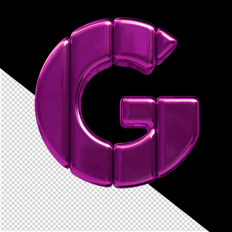 PSD symbol made of purple vertical blocks letter g