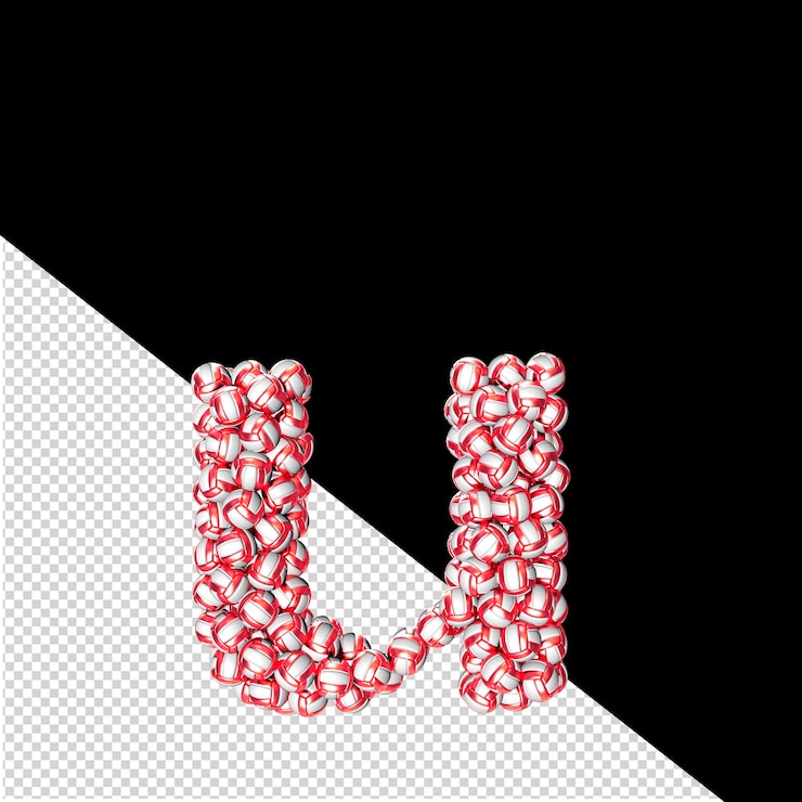 PSD symbol made of red volleyballs letter u