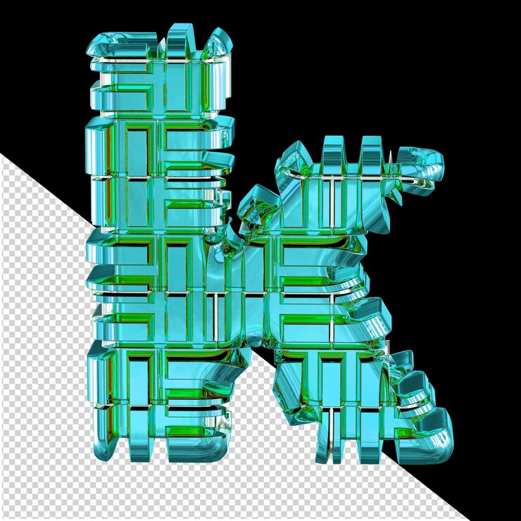 PSD symbol made of transformed turquoise letter k