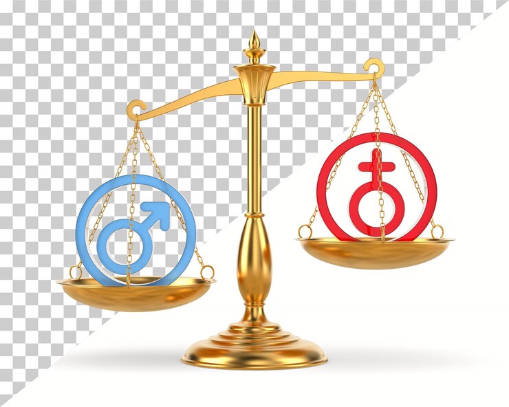 PSD symbol male and female on scale isolated 3d illustration on white background