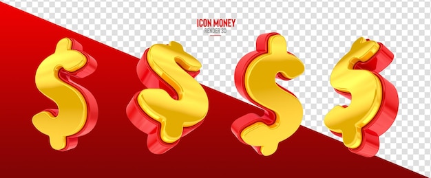 Symbol mit Geldsymbol in realistischer 3D-Darstellung