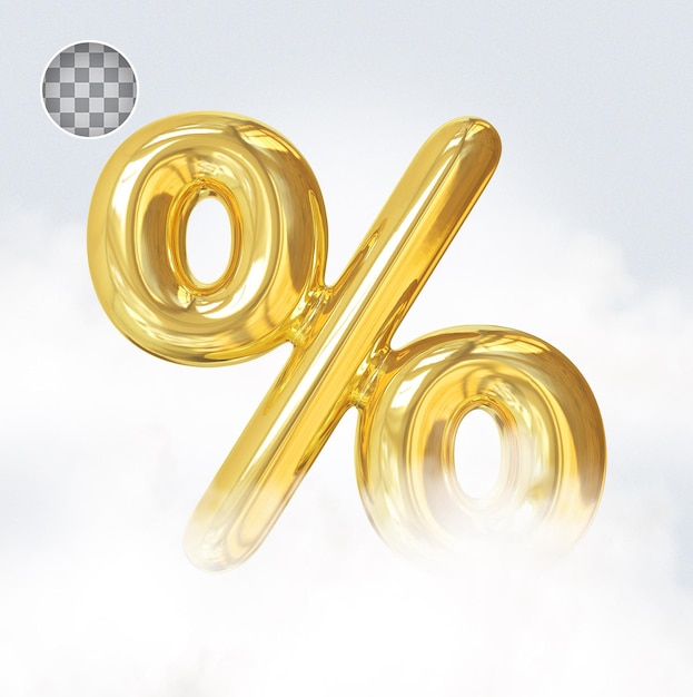 Symbol Prozent Gold Luxus 3D-Rendering