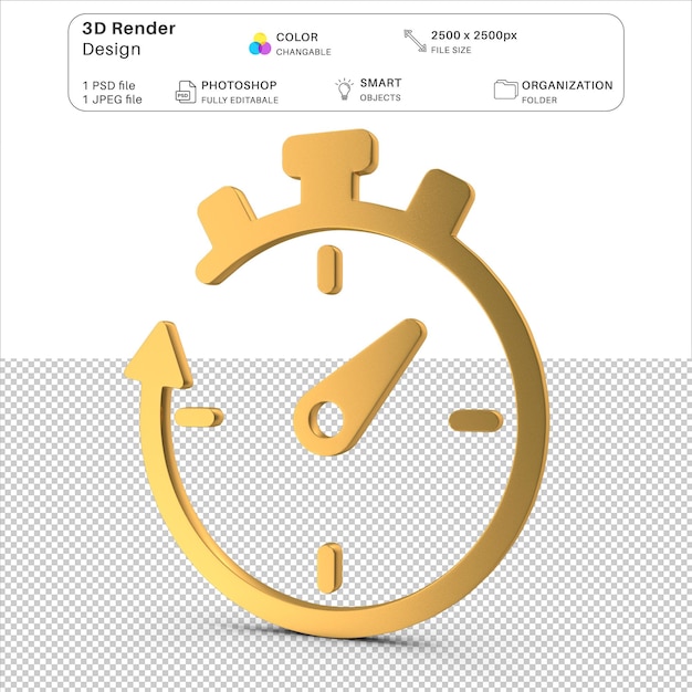 Symbol-Stoppuhr 3D-Modellierung PSD
