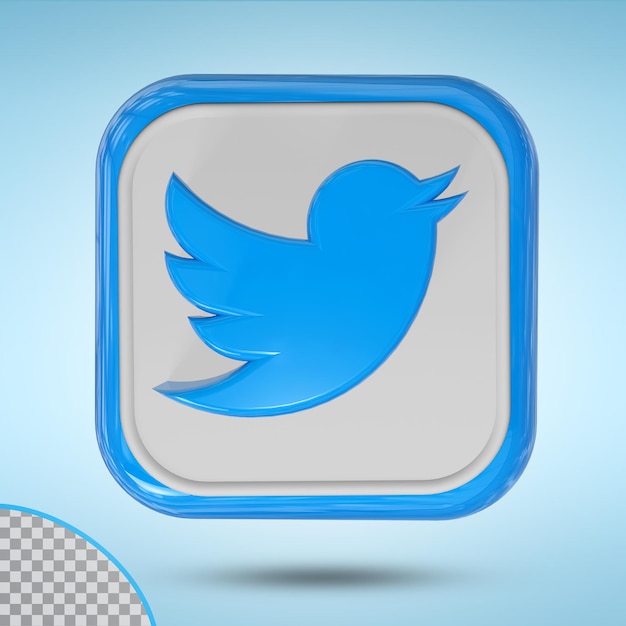 Symbol Twitter 3D-Stil Quadrat