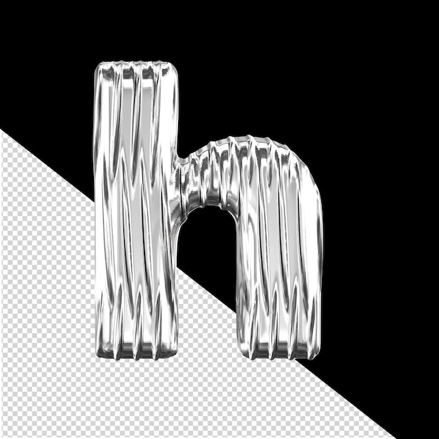PSD symbole 3d argenté avec lettre h à nervures verticales