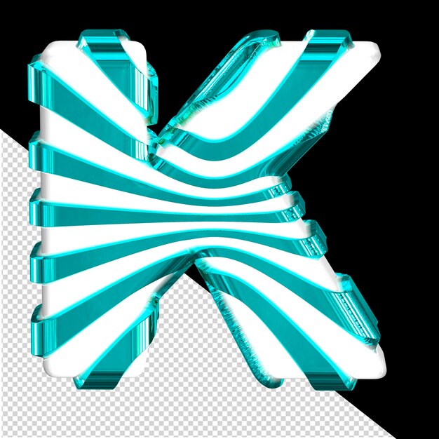 PSD symbole 3d blanc avec bretelles turquoise lettre k