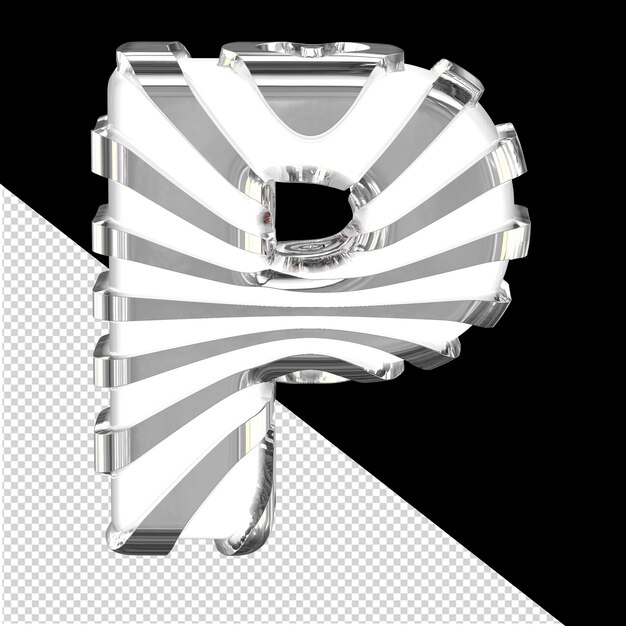 PSD symbole 3d blanc avec sangles argentées lettre p