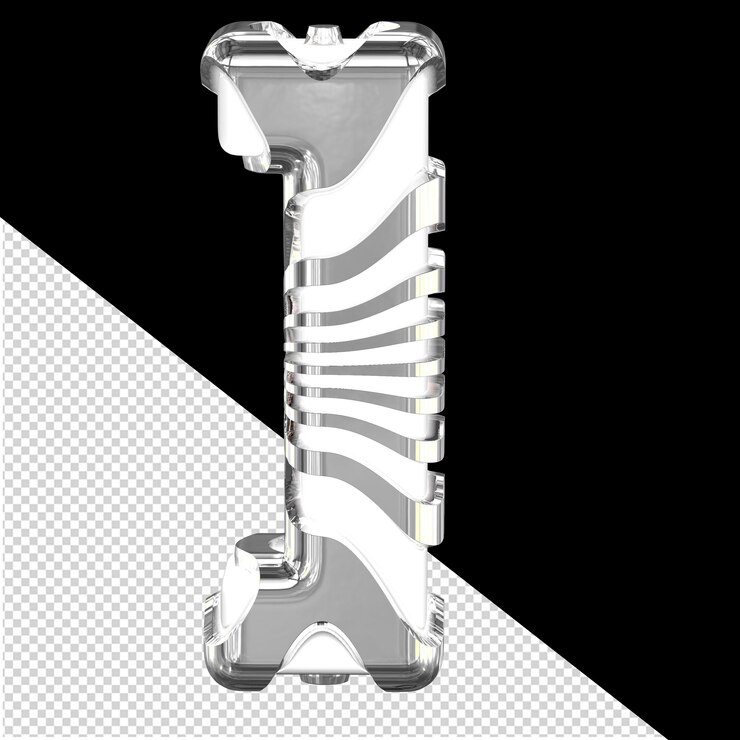 PSD symbole 3d blanc avec sangles argentées
